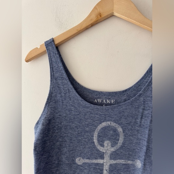 Light Blue Nautical Ribbed Anchor Tank Top - Picture 2 of 4